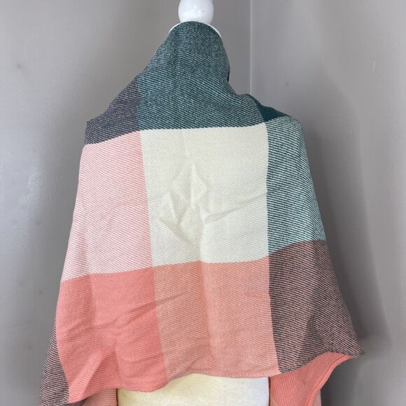 Unisex Multicolored Plaid Acrylic Fringe Scarf 70” x 24” Inches - Picture 9 of 16